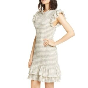 Veronica Beard NWT Cici Mini Dress Ruffle Sleeve Smocked Multi Color  Size‎ 4